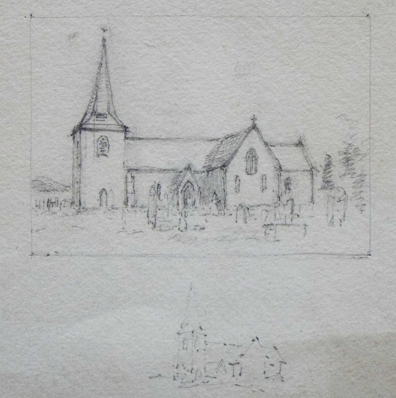Pencil skethch - Kimbolton Church - Bayley
